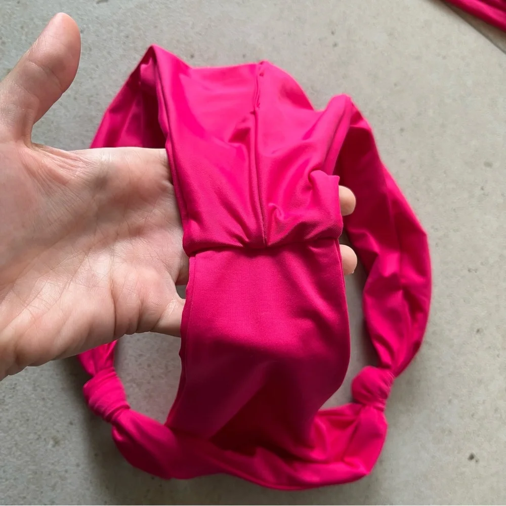 Frankies Bikinis Hot Pink Bikini Set Carrie Small Strapless Knot Summer Beach
